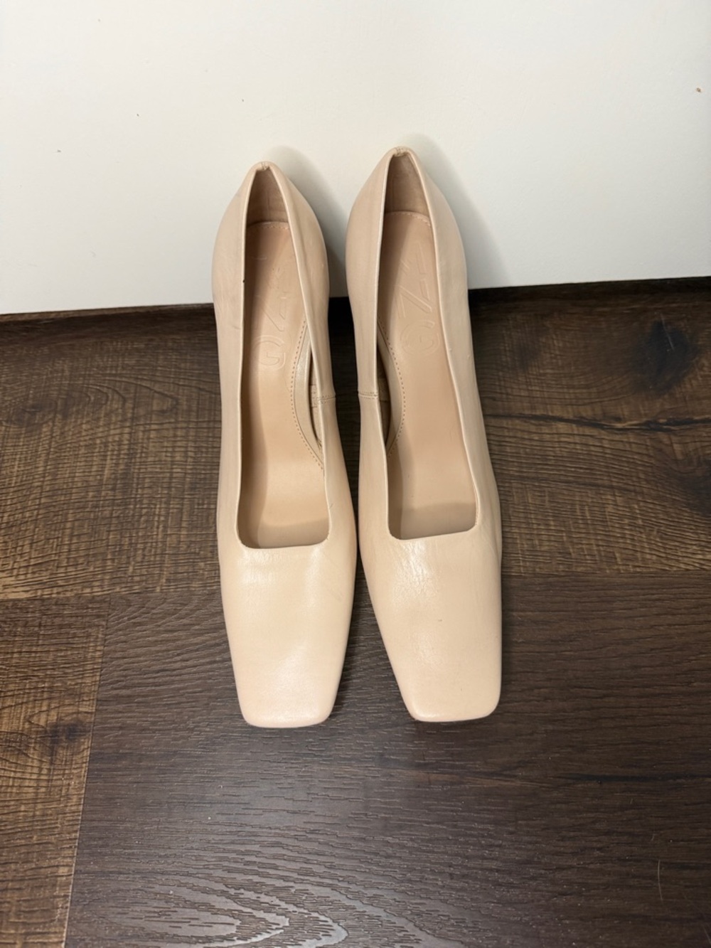 Mango Nude Square-Toe Heeled Pumps